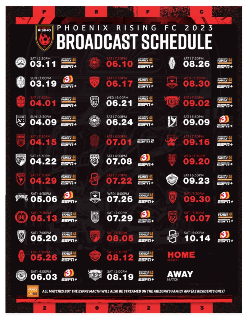 Printable Schedule - Tampa Bay Rowdies